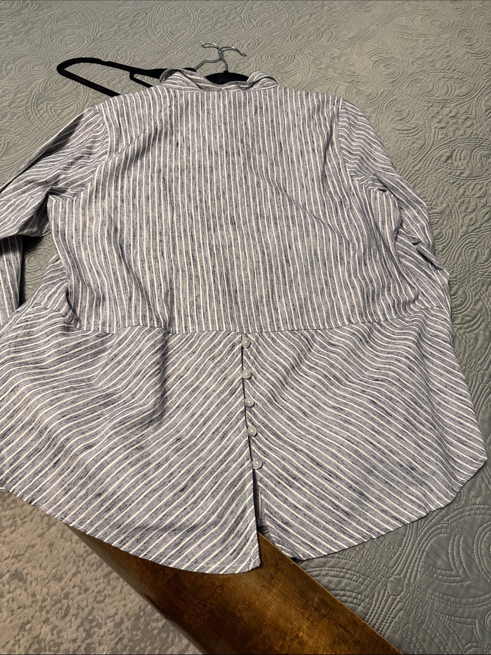Lucky Brand Blue and White Vertical Stripe Button-Down Shirt - Picture 3 of 3